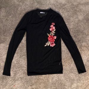 Black mesh long sleeve top size small